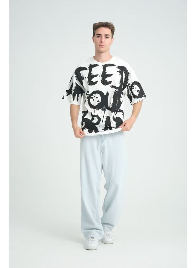 Four Man Oversize Feed Your Brain Printed T-Shirt - The New Trend of Street Fashion - Image 2